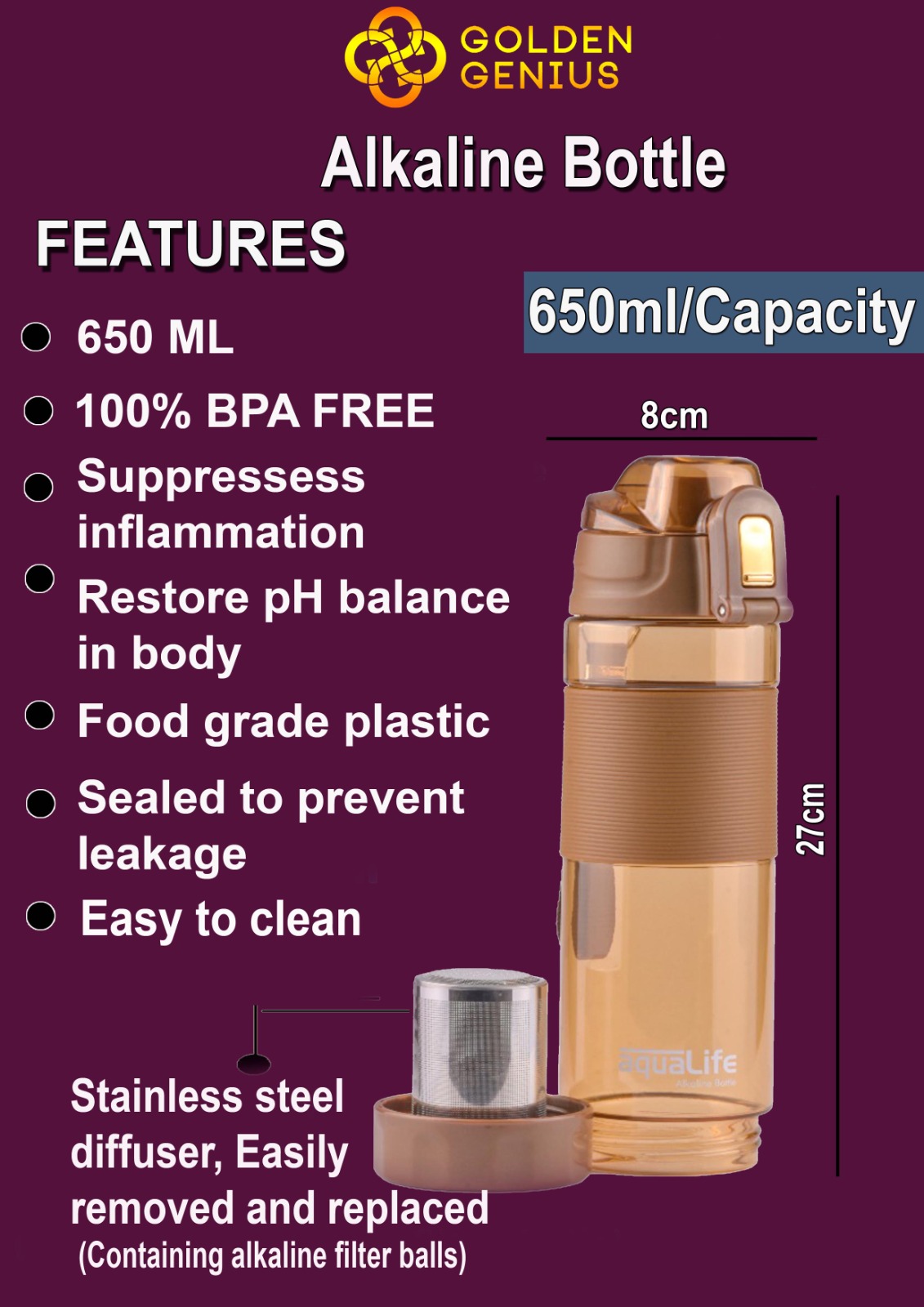 KAZANNO VANADIUM WATER BOTTEL (650ML)